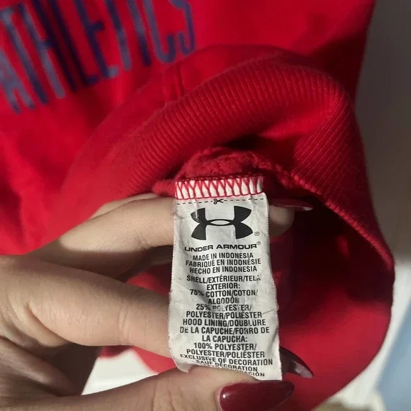 Men's Under Amour Red Hoodie -L - Picture 4 of 4